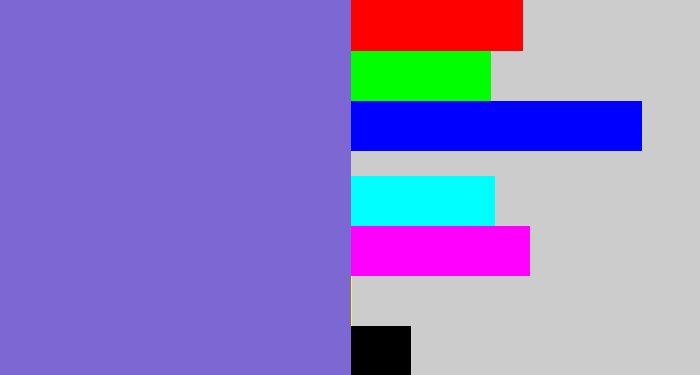 Hex color #7c67d3 - light indigo