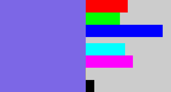 Hex color #7c67e6 - purpley