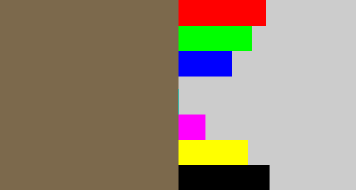 Hex color #7c694c - dark taupe