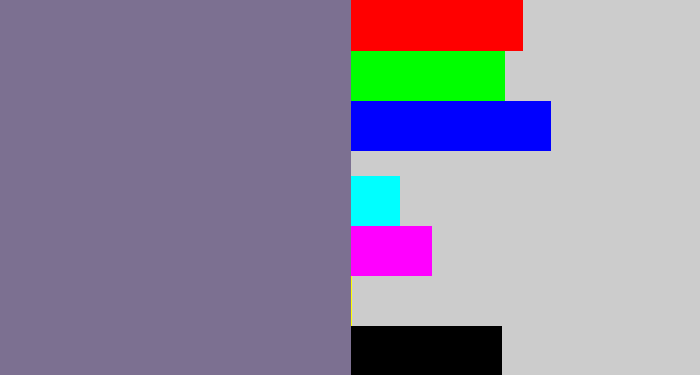 Hex color #7c7091 - grey purple