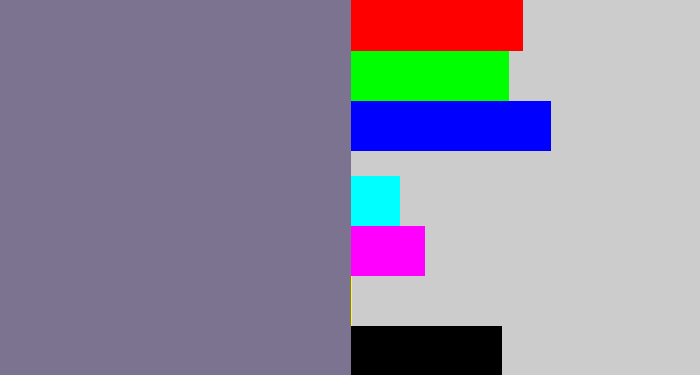 Hex color #7c7391 - grey purple
