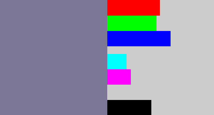 Hex color #7c7697 - greyish purple