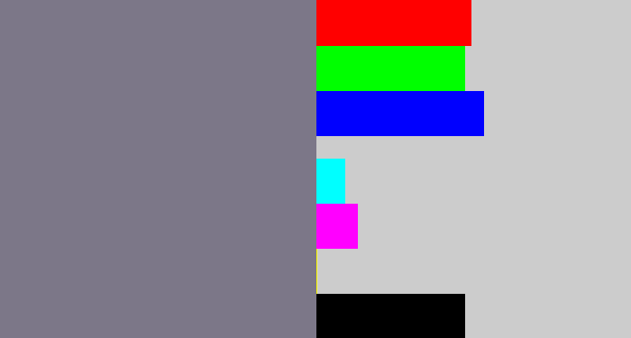 Hex color #7c7788 - grey purple
