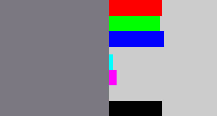 Hex color #7c7881 - medium grey