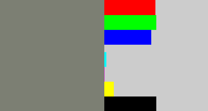 Hex color #7c7f73 - medium grey