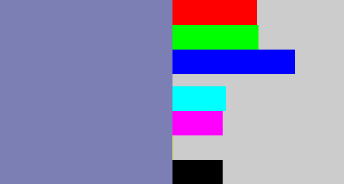 Hex color #7c7fb4 - blue/grey
