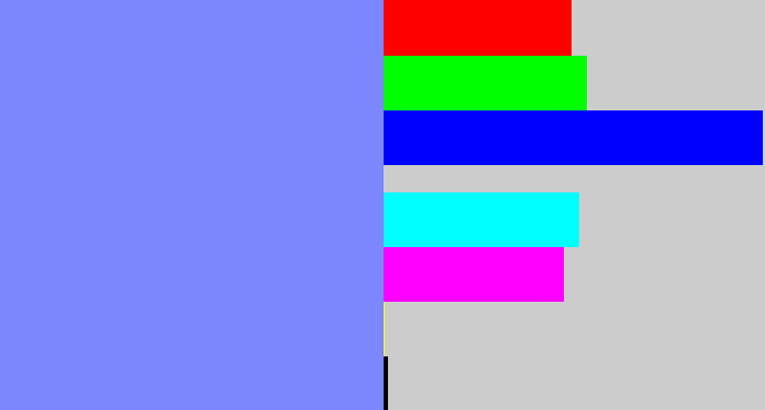 Hex color #7c86fd - lavender blue