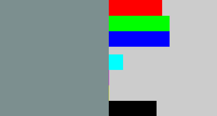 Hex color #7c8f8f - bluish grey