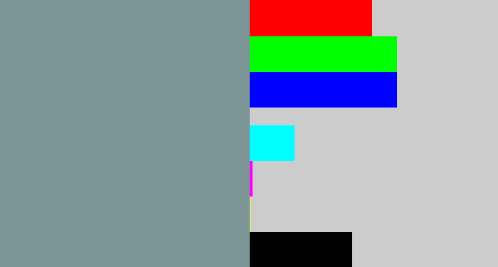 Hex color #7c9697 - bluish grey