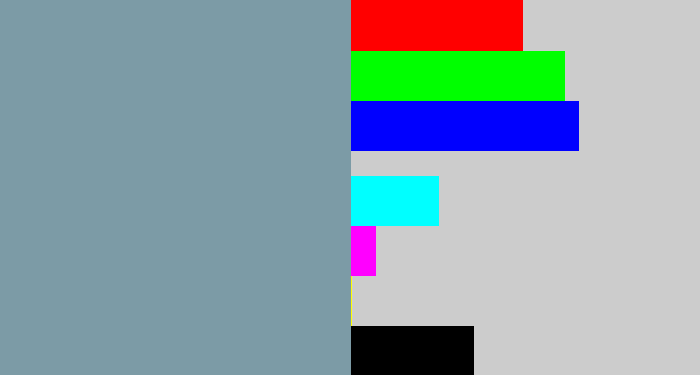 Hex color #7c9ba6 - blue/grey