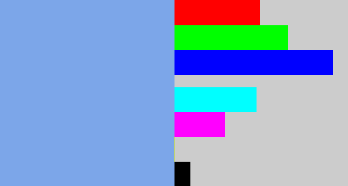 Hex color #7ca6e9 - periwinkle blue