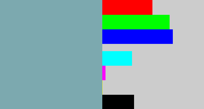 Hex color #7ca9af - greyblue