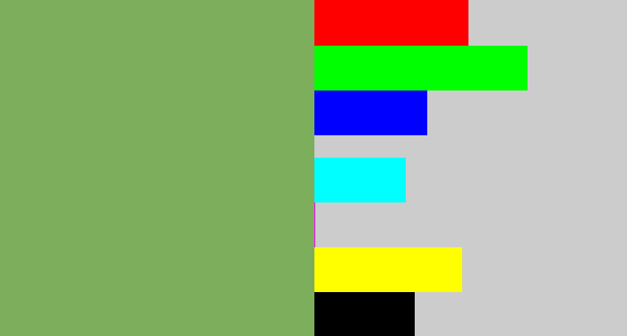 Hex color #7cae5c - asparagus