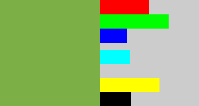 Hex color #7cb046 - turtle green