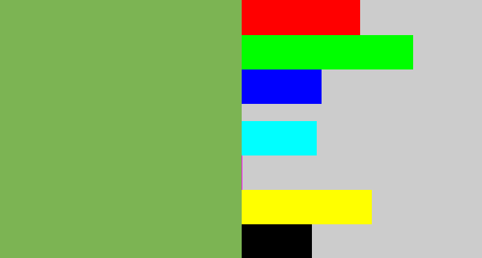 Hex color #7cb453 - turtle green