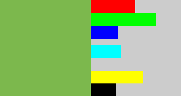 Hex color #7cb84d - turtle green
