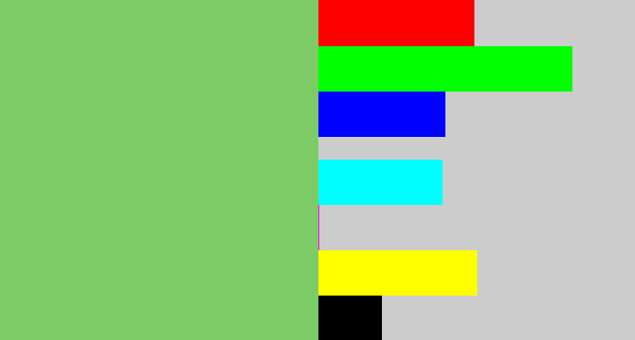 Hex color #7ccb66 - soft green