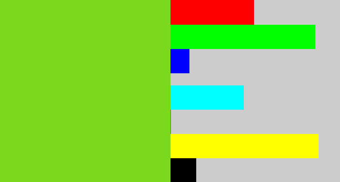Hex color #7cd81d - apple green