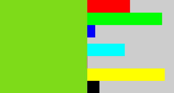 Hex color #7cdb18 - apple green