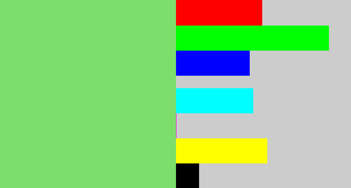 Hex color #7cdf6b - lightish green