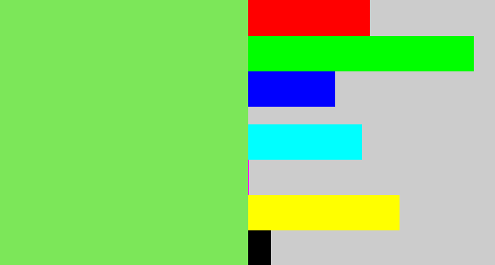 Hex color #7ce759 - lighter green
