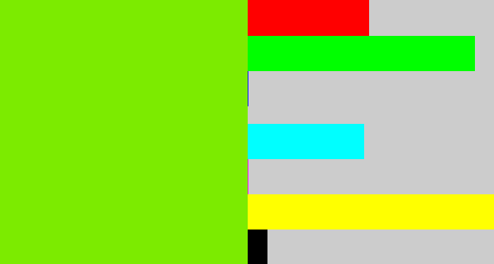 Hex color #7ceb00 - bright lime