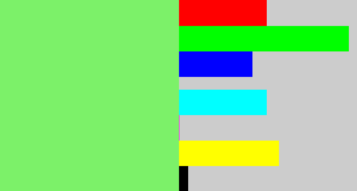 Hex color #7cf169 - lighter green