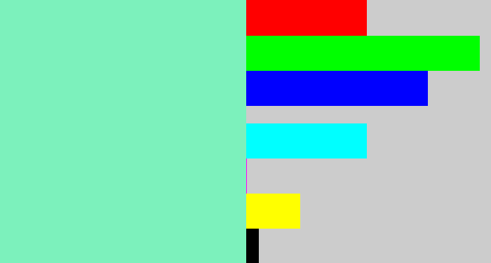 Hex color #7cf1bc - light blue green