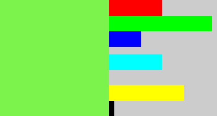 Hex color #7cf34c - lighter green