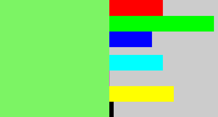 Hex color #7cf464 - lighter green