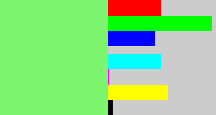 Hex color #7cf46d - lighter green