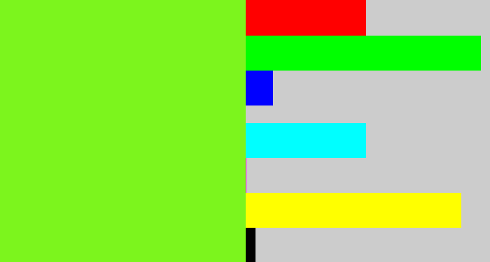 Hex color #7cf51d - bright lime