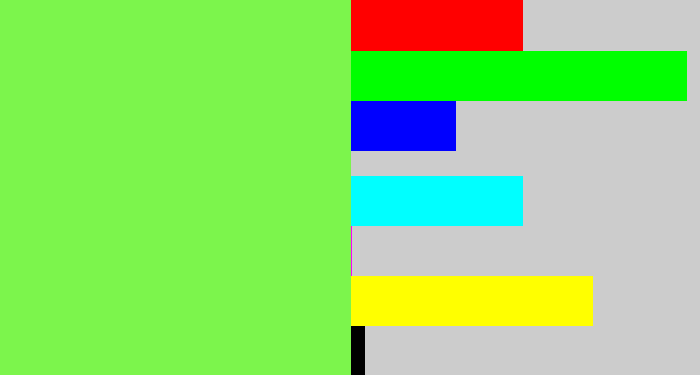 Hex color #7cf54c - lighter green