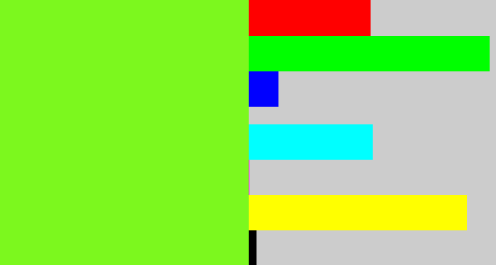 Hex color #7cf81e - bright lime