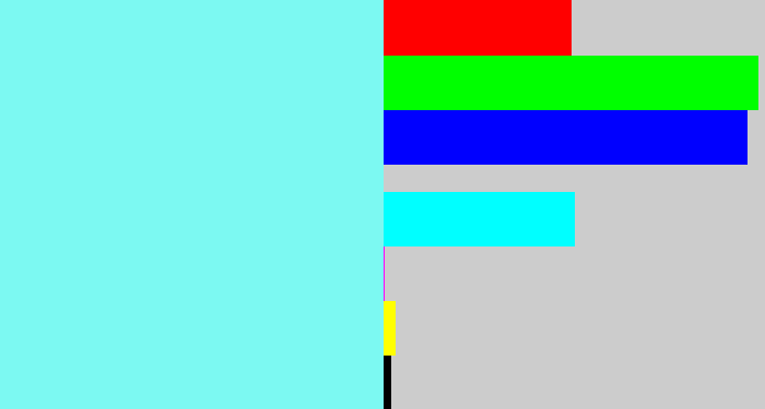 Hex color #7cf9f2 - robin egg blue