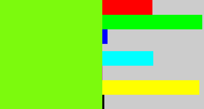 Hex color #7cfa0d - bright lime