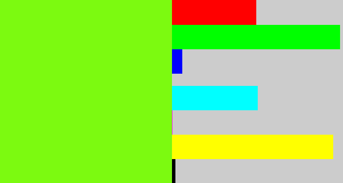 Hex color #7cfa10 - bright lime