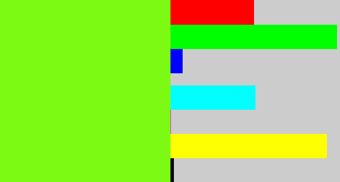 Hex color #7cfa13 - bright lime