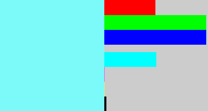 Hex color #7cfaf9 - robin egg blue