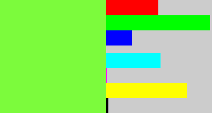 Hex color #7cfb3c - kiwi green