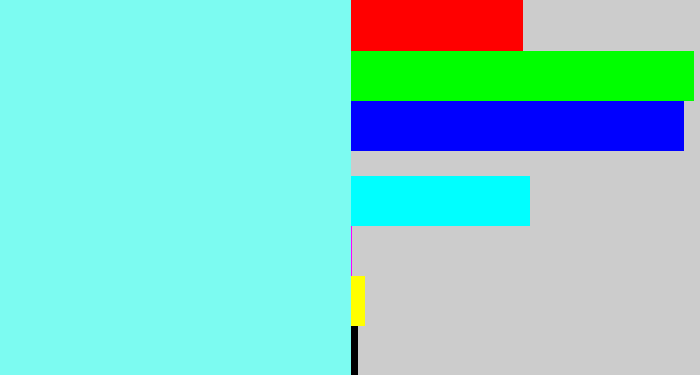 Hex color #7cfbf1 - robin egg blue