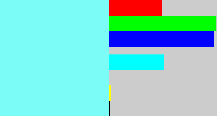 Hex color #7cfcf7 - robin egg blue