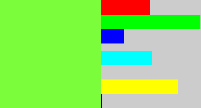 Hex color #7cfd3b - kiwi green