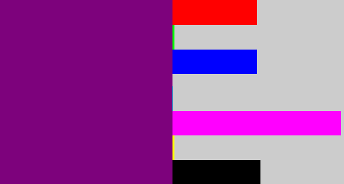 Hex color #7d027c - darkish purple