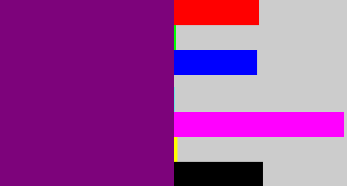 Hex color #7d037b - darkish purple