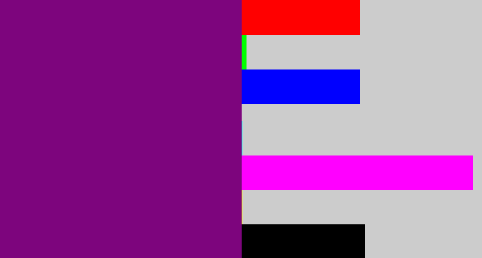 Hex color #7d057d - darkish purple