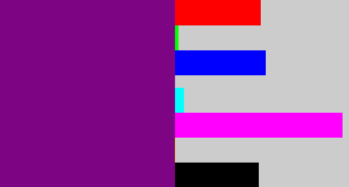 Hex color #7d0584 - darkish purple