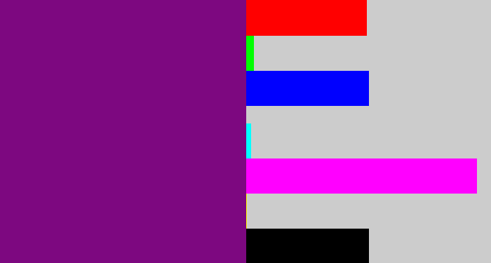 Hex color #7d0880 - darkish purple