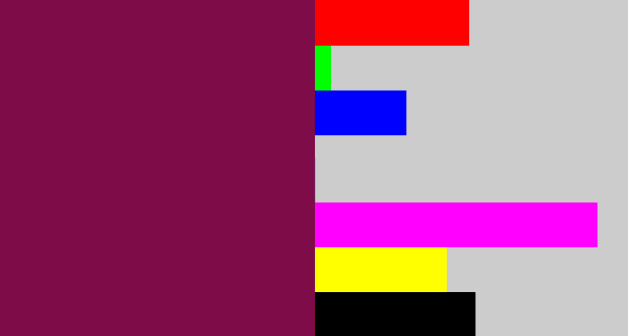 Hex color #7d0c49 - red purple