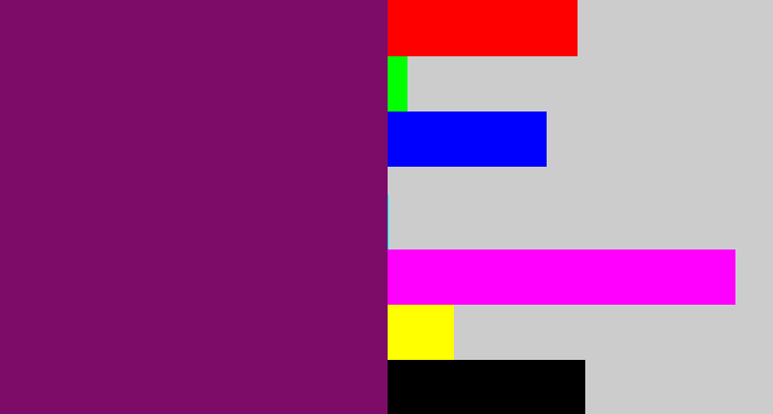 Hex color #7d0c68 - darkish purple